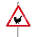 Chickens Hens Crossing Street Sign Caution Fowls