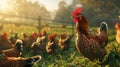 The Chickens in Sunlight.AI generated image Royalty Free Stock Photo