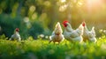 The chickens in sunlight.AI generated image Royalty Free Stock Photo
