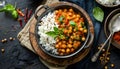 Chickpea curry with basmati rice