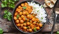 Chickpea curry with basmati rice