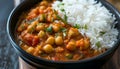 Chickpea curry with basmati rice