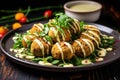 chickpea falafel balls served with tahini sauce