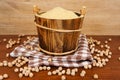 Chickpea flour and chickpea seeds Royalty Free Stock Photo