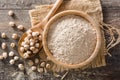 Chickpea flour on wooden table Royalty Free Stock Photo