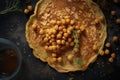 Chickpea Pancake, Socca Flatbread, Ceci Chilla Flat Bread, Besan Cheela, Abstract Generative AI Illustration