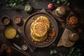 Chickpea Pancake, Socca Flatbread, Ceci Chilla Flat Bread, Besan Cheela, Abstract Generative AI Illustration