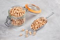 Chickpea rich source of fiber and protein. Healthy food concept. Vegan, vegeterian diet Royalty Free Stock Photo