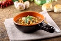 Chickpea soup on bowl