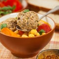 Chickpea Soup with Meatballs Royalty Free Stock Photo