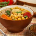 Chickpea Soup with Meatballs Royalty Free Stock Photo