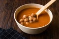 Chickpea Soup Stew with Meatballs and Wooden Spoon / Spanish Potaje de Garbanzos