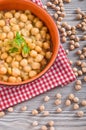 Chickpea soup in terracotta bowl. Royalty Free Stock Photo