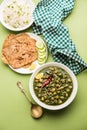 Chickpea Spinach Curry or Palak Chole Sabzi, Indian food