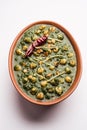 Chickpea Spinach Curry or Palak Chole Sabzi, Indian food