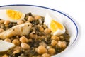 Chickpea stew with spinach and cod or potaje de vigilia