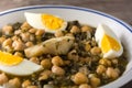 Chickpea stew with spinach and cod or potaje de vigilia
