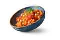 Chickpea Stew, Vegetarian Dish, Pumpkin, Tomato Stewed Vegetables on White Background