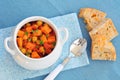 Chickpea sweet potato curry with bread Royalty Free Stock Photo