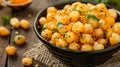 A bowl of chickpeas and herbs Royalty Free Stock Photo