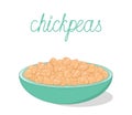 Chickpeas in a bowl. Vector hand drawn illustration. Royalty Free Stock Photo