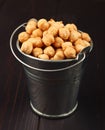 Chickpeas peas in bucket closeup Royalty Free Stock Photo