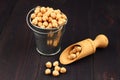 Chickpeas peas in bucket closeup Royalty Free Stock Photo