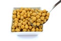 Chickpeas in small white dish Royalty Free Stock Photo