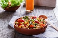 Chickpeas with tomato carrot green beans corn