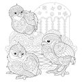 Zentangle Easter chicks on eggs Royalty Free Stock Photo