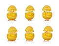 Chicks in broken line easter eggs set
