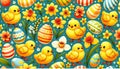 Chicks and daffodils easter pattern