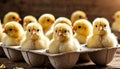Chicks in an Egg Box Royalty Free Stock Photo
