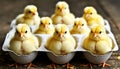 Chicks in an Egg Box Royalty Free Stock Photo
