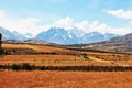 Chicon is a mountain in the Urubamba mountain range in the Andes of Peru, the Cusco Region, Calca Province, Calca District and in Royalty Free Stock Photo