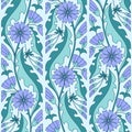 Chicory flowers floral pattern