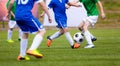 Chidren Playing Football Soccer Game on Sports Field. Boys Play Soccer Match