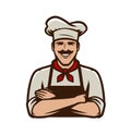 Chief cook in cap symbol or logo. Restaurant, food concept