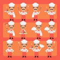 Chief cooker in different poses and emotions Pack 1. Big character set