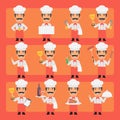 Chief cooker in different poses and emotions Pack 2. Big character set