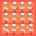 Chief cooker in different poses and emotions Pack 3. Big character set