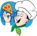 The chief of cooks with a pizza