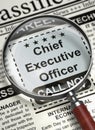 Chief Executive Officer Hiring Now. 3D. Royalty Free Stock Photo