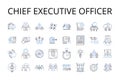 Chief Executive Officer line icons collection. President Elect, Senior Manager, Managing Director, General Counsel