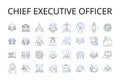 Chief Executive Officer line icons collection. President Elect, Senior Manager, Managing Director, General Counsel