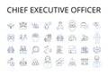 Chief Executive Officer line icons collection. President Elect, Senior Manager, Managing Director, General Counsel