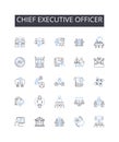 Chief Executive Officer line icons collection. President Elect, Senior Manager, Managing Director, General Counsel