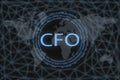 Chief financial officer CFO inscription on a dark background and a world map Royalty Free Stock Photo