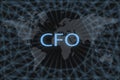 Chief financial officer CFO inscription on a dark background and a world map Royalty Free Stock Photo