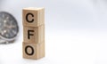 Chief Financial Officer - CFO text engraved on wooden blocks with customizable space for text. Copy space and Senior Royalty Free Stock Photo